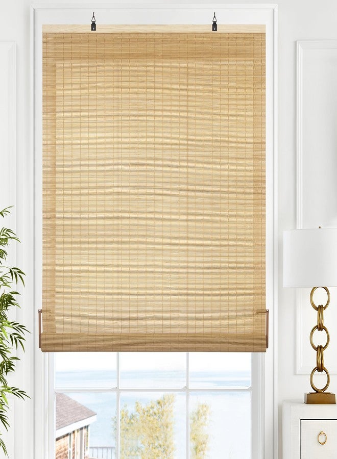 LazBlinds Cordless Bamboo Blinds, Roll Up Shades for Windows, Light Filtering Hanging Window Blinds, Bamboo Shades for Patio Indoor/Outdoor Porch, 23'' W x 72'' H, Carbonized - Image 1